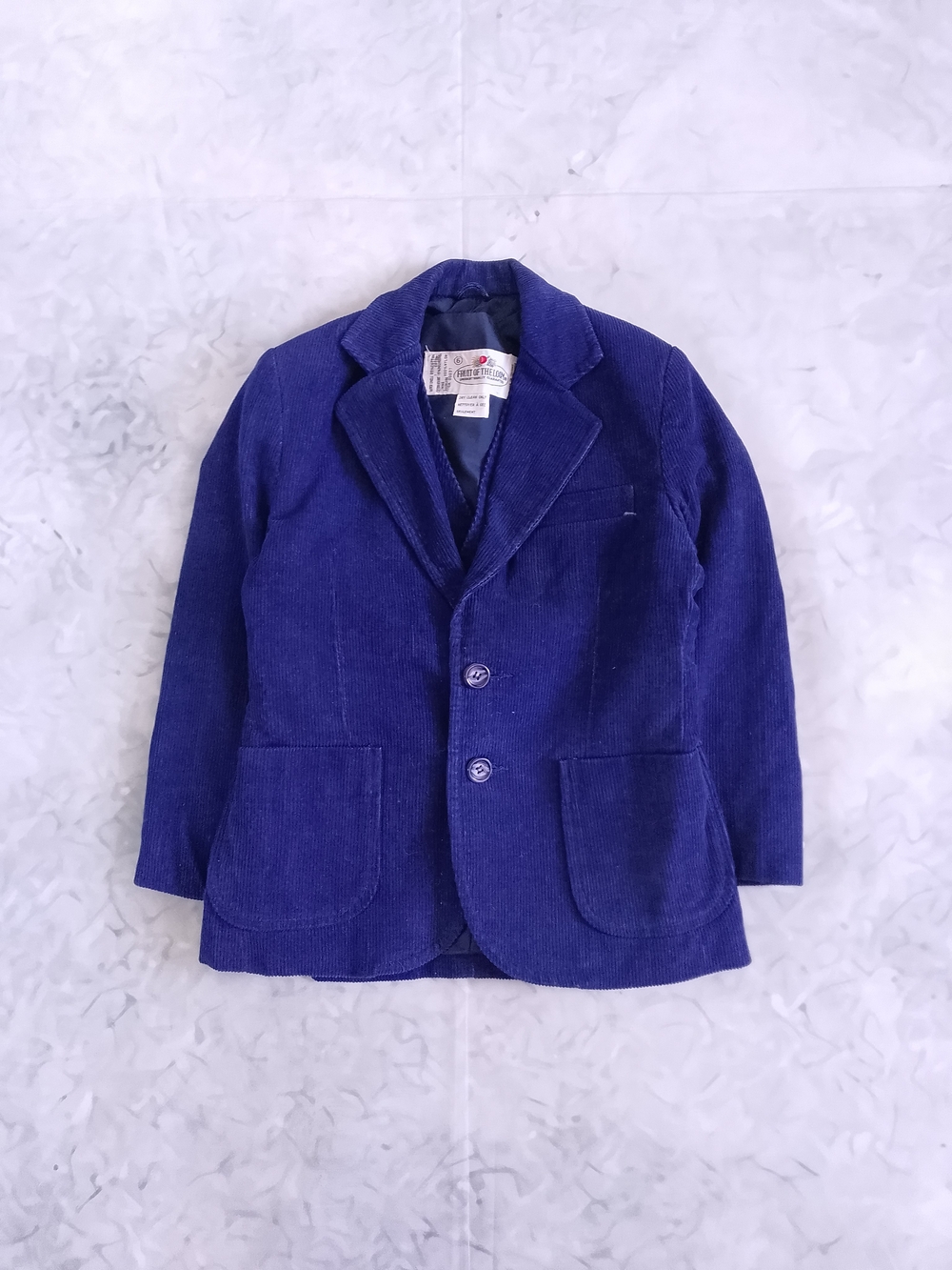 Vintage 80s Matching Vest And Blazer Jacket Kids Corduroy - Fruit Of The Loom